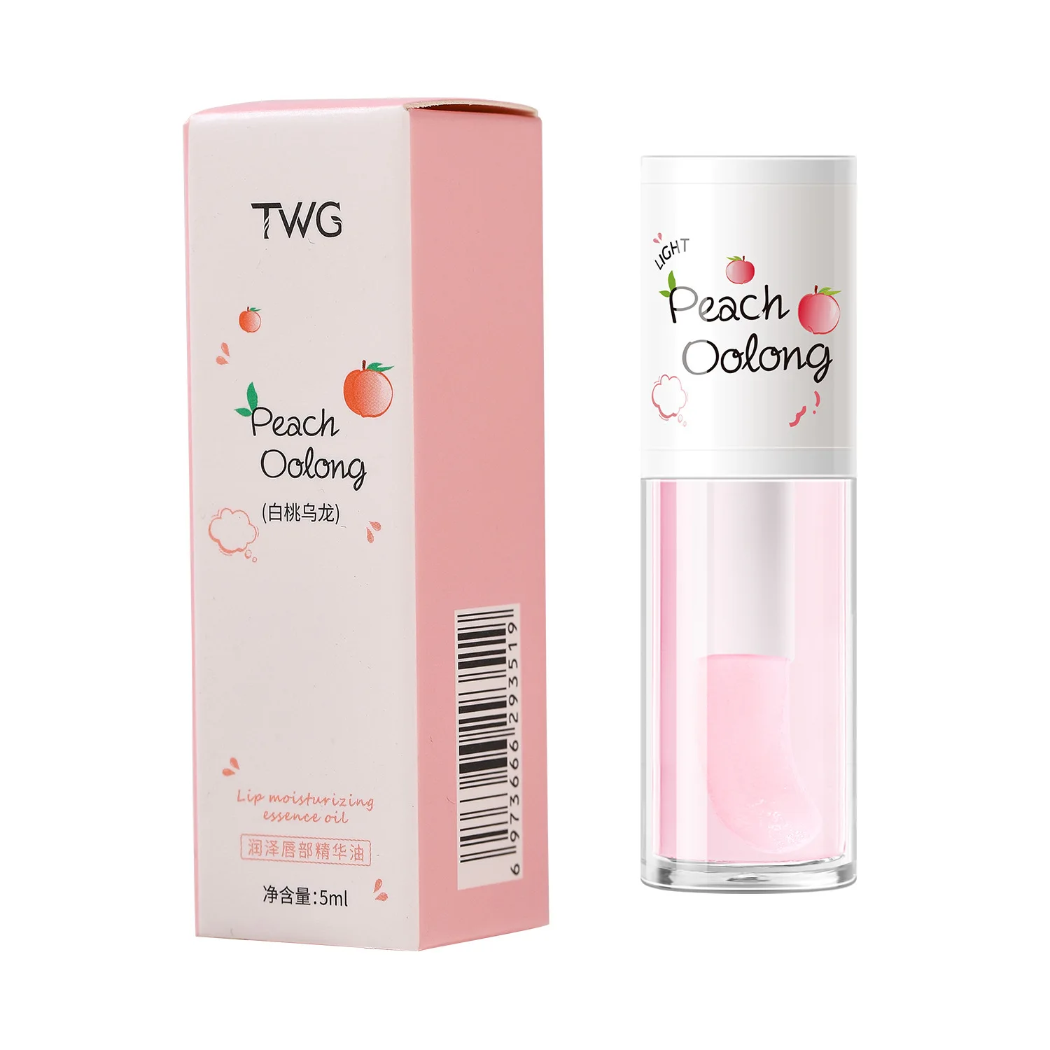 Peach Milk Honey Lip Essentia Oil Relieves Dry Moisturizing Lip Gloss Fades Lip Lines Water Light Lips Big Brush Head Cute 6