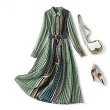 

Large floral dress women's 2021 spring and summer new matching coat inner temperament slim waist pleated long skirt