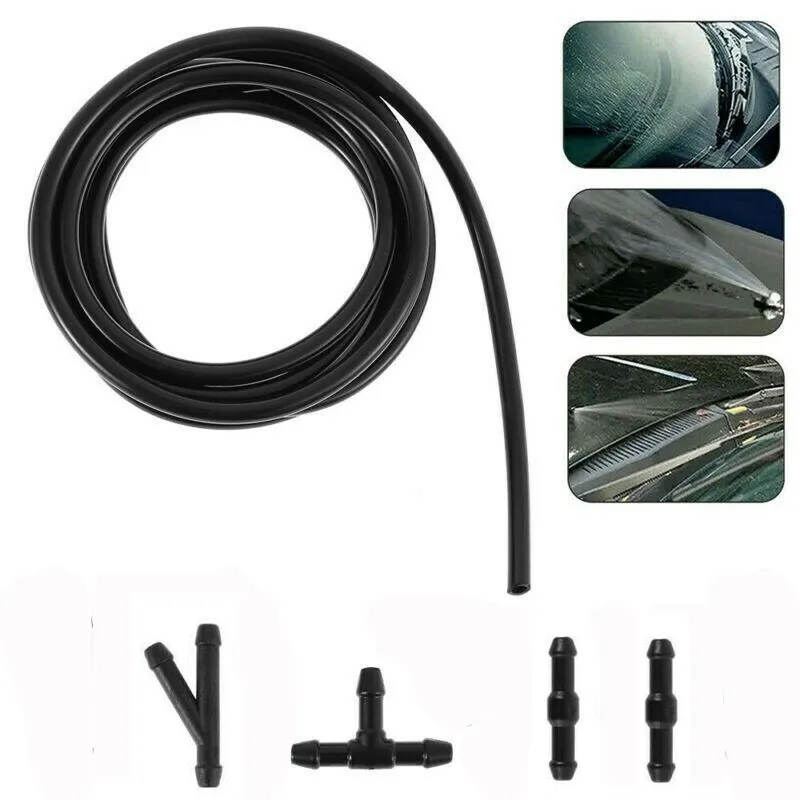 

Vehicle Black 2M Windshield Wiper Washer Spray Hose With Connector TY Washer Nozzle Pump For Mostly Windscreen Washer Jet Pumps