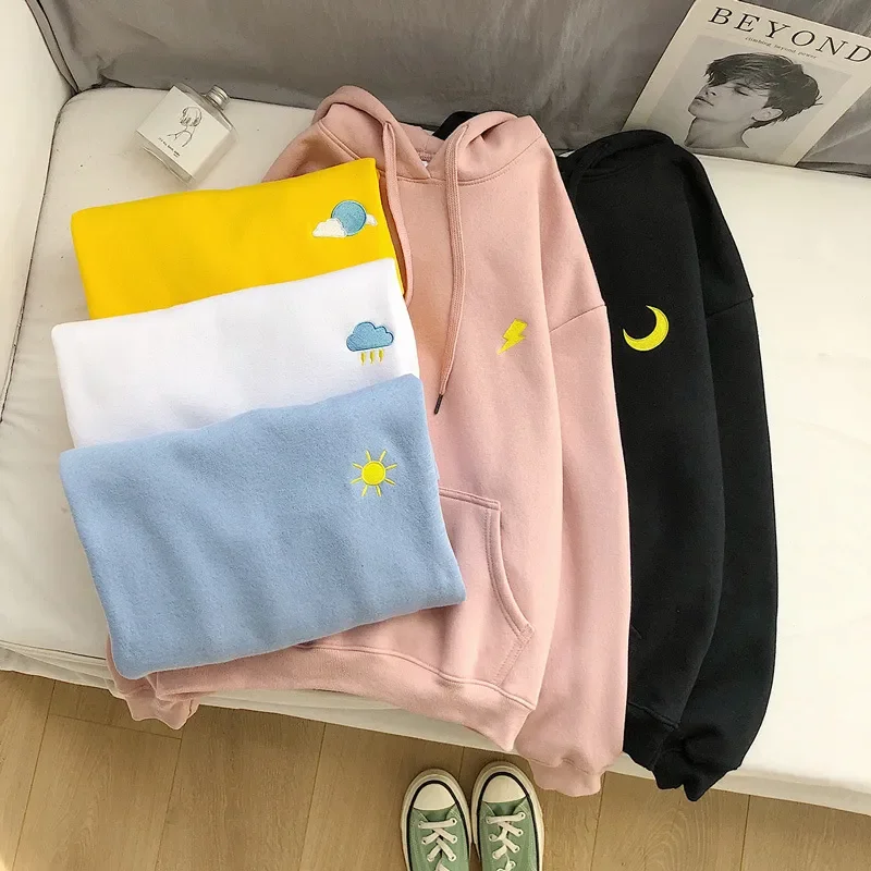 

Streetwear Hoodies Women Sweatshirt Autumn Long Sleeve Hoodies Harajuku Hoodie Cute Weather Print Sweatshirt Women Sudadera