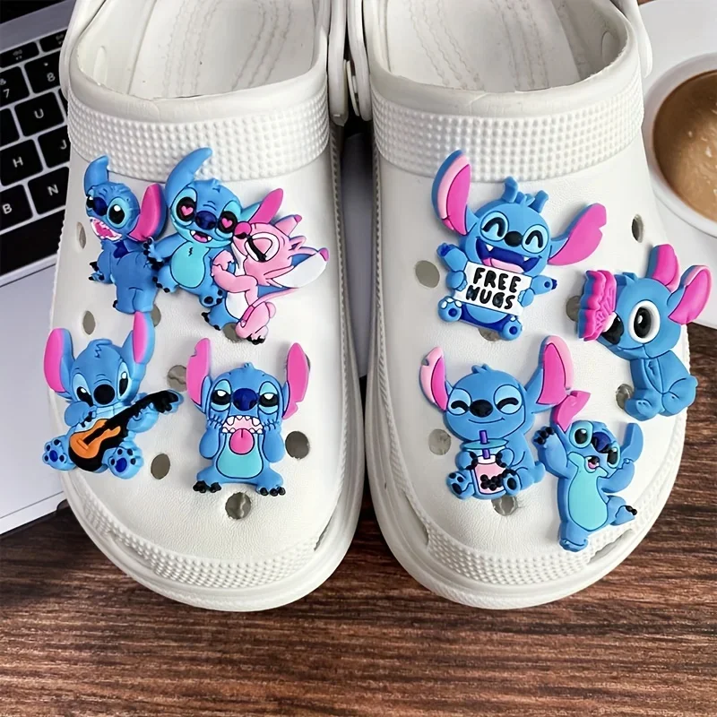 Shoe Charms 8PCS Miniso Stitch Series Shoe Buckles Cute Cartoon Pattern Detachable Decorative Accessories