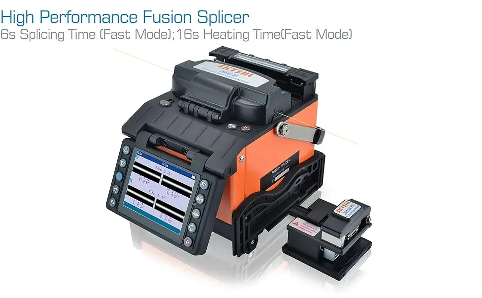 SKYSHL Fusion Splicer with 8PCS Electrodes Auto Focus Core Alignment Optical Fiber Splicing Welding Machine-SS413F-411