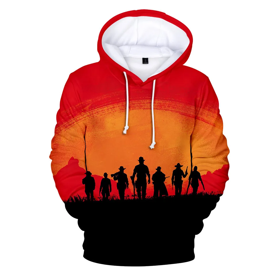 Sudadera con capucha del popular juego Red Dead Redemption 2 con estampado 3D, ropa de calle para hombre, sudadera con capucha unisex de talla grande a la moda para niños