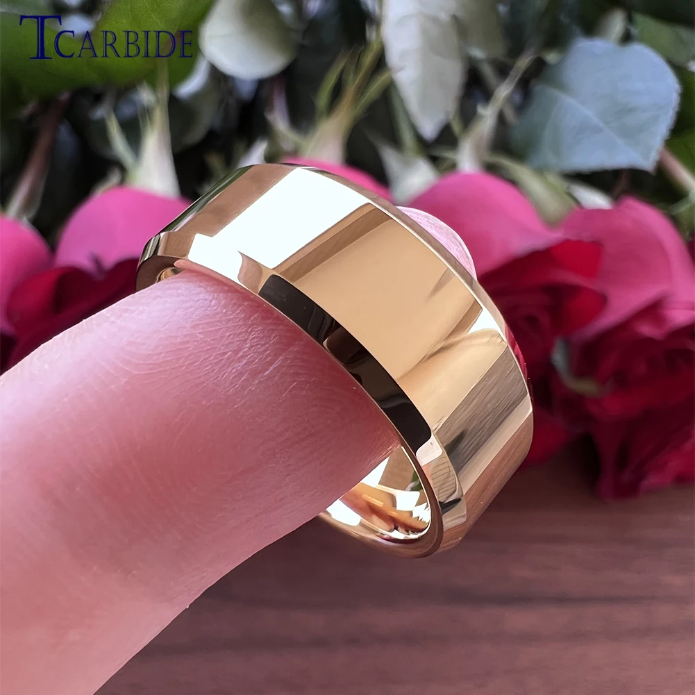 6MM 8MM Men Women Hot Ring Tungsten Wedding Band Beveled Polished Trendy Gift Jewelry For Ladies Gentleman