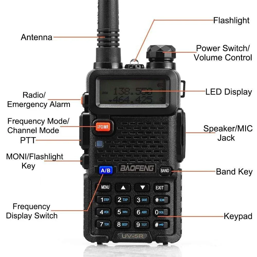 2pcs BAOFENG UV-5R 5W 8W High Power Dual Band Two Way Radio Long Range Handheld Portable Walkies Talkies For Hunting 3