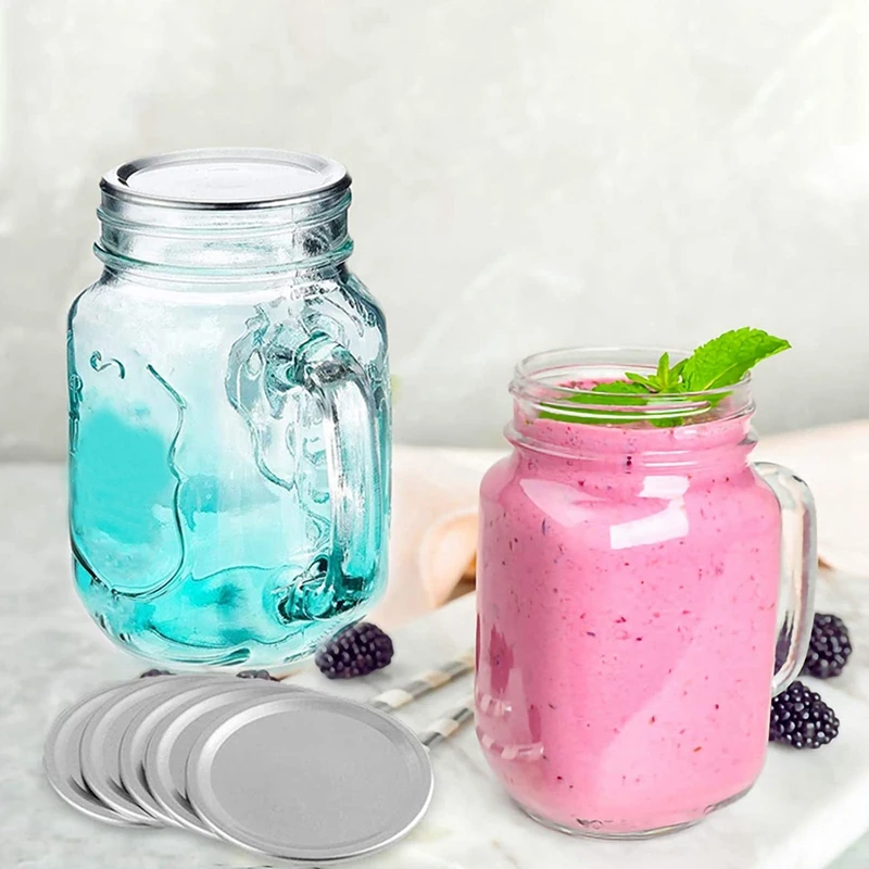 Wide Mouth 86 MM Jar Canning Lids Reusable Leak Proof Split-Type Silver Lids With Silicone Seals Rings 50 Pcs