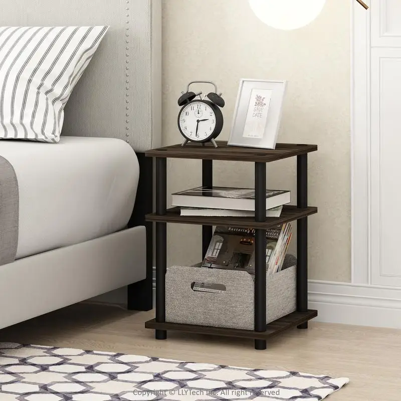 

Furinno Turn-N-Tube Easy Assembly Multipurpose Shelf, Columbia Walnut/Black Organiser Racks Room Room