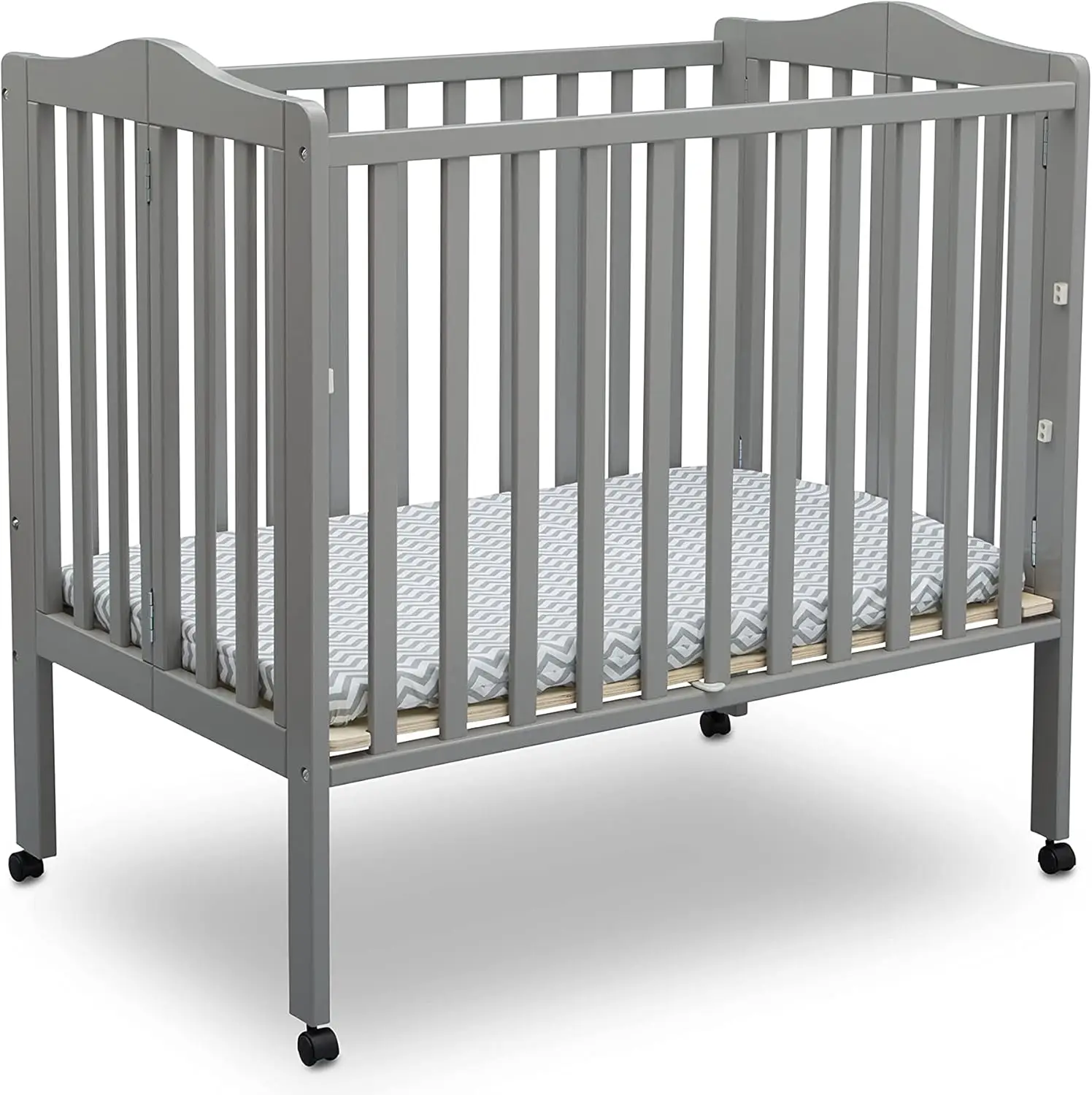 Children Folding Portable Mini Baby Crib with 1.5-inch Mattress-Gold Certified, Grey