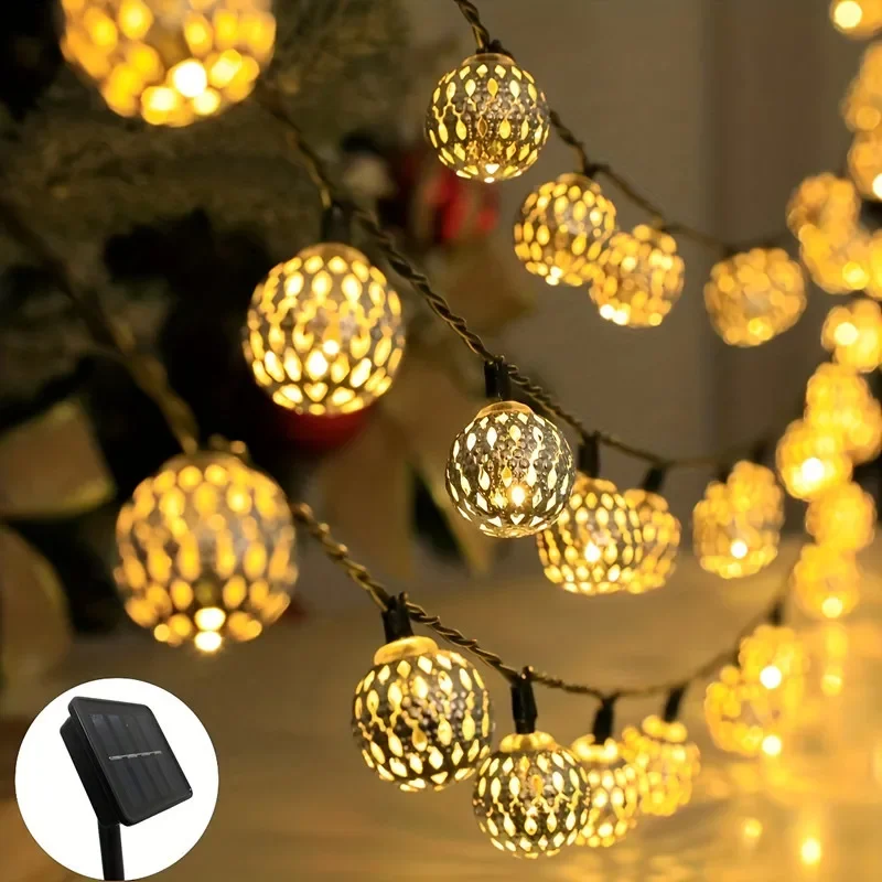 Moroccan Gold Balls Lights Leds Solar String Light Outdoor Waterproof Garden Decoration Solar Christmas String Light Decro