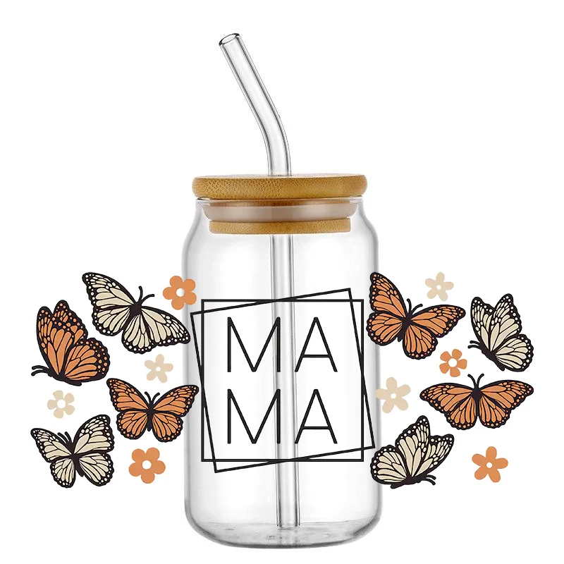 Mom&lsquo;s love Print UV DTF Wraps Waterproof Mom Uvdtf Cup Wraps, Mama UV DTF Cup Wraps for 16 oz Glass Cups Wood Crafts