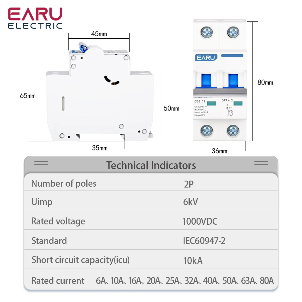 Enhanced Product Title: 

Versatile DC Solar Circuit Breaker & Battery Switch Isolator, 6A-80A, Up to 1000V