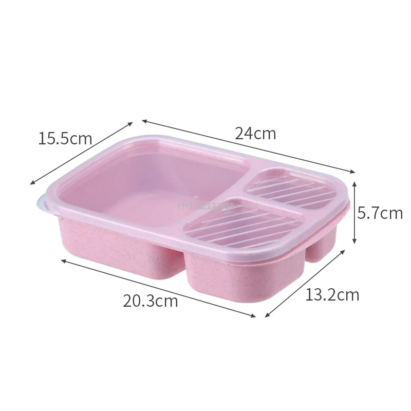Microwave Portable Lunch Box Healthy Wheat Straw Compartment Non-toxic Food Container Kids Adult Independent Lunch Box