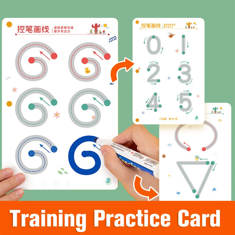 Children Montessori Drawing Toy Pen Control Training Color Shape Math Match Game Set Toddler Learning Activities Educational Toy 5