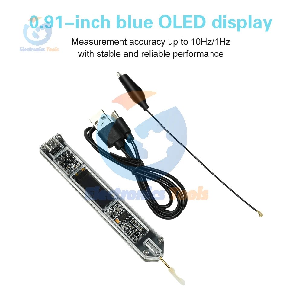 Contatore di frequenza Tipo penna 200Hz-100MHz Misuratore di frequenza segnale RF ad alta precisione per MF Calibrazione dell'oscillatore MCU HF VHF FM - immagine 5