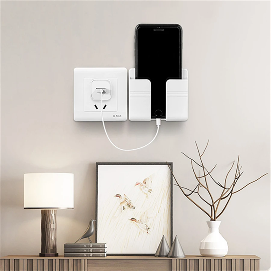 Wall Mounted Organizer Storage Box Remote Control Air Conditioner Storage Case Mobile Phone Plug Holder Stand Container