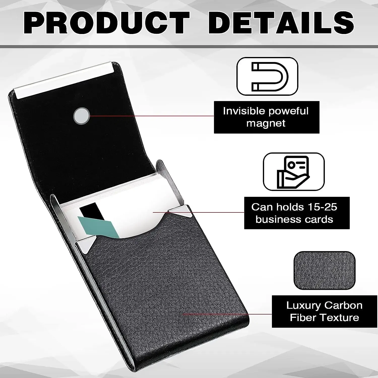Wallet storage bag Business Card Holder PU Leather Business Card Case Name Wallet Slim Metal Pocket Organizer Gifts for Men Women Office