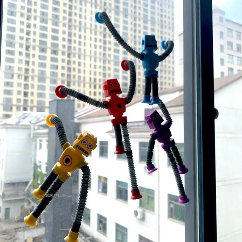 Stretchy Tube Robot Puzzle Toy Novelty Creative Cartoon Suction Cup Springs Telescopic Robot Shape Toys Kids Gifts Party Favor Fidget Toys Stress Relief Toys Party Toys