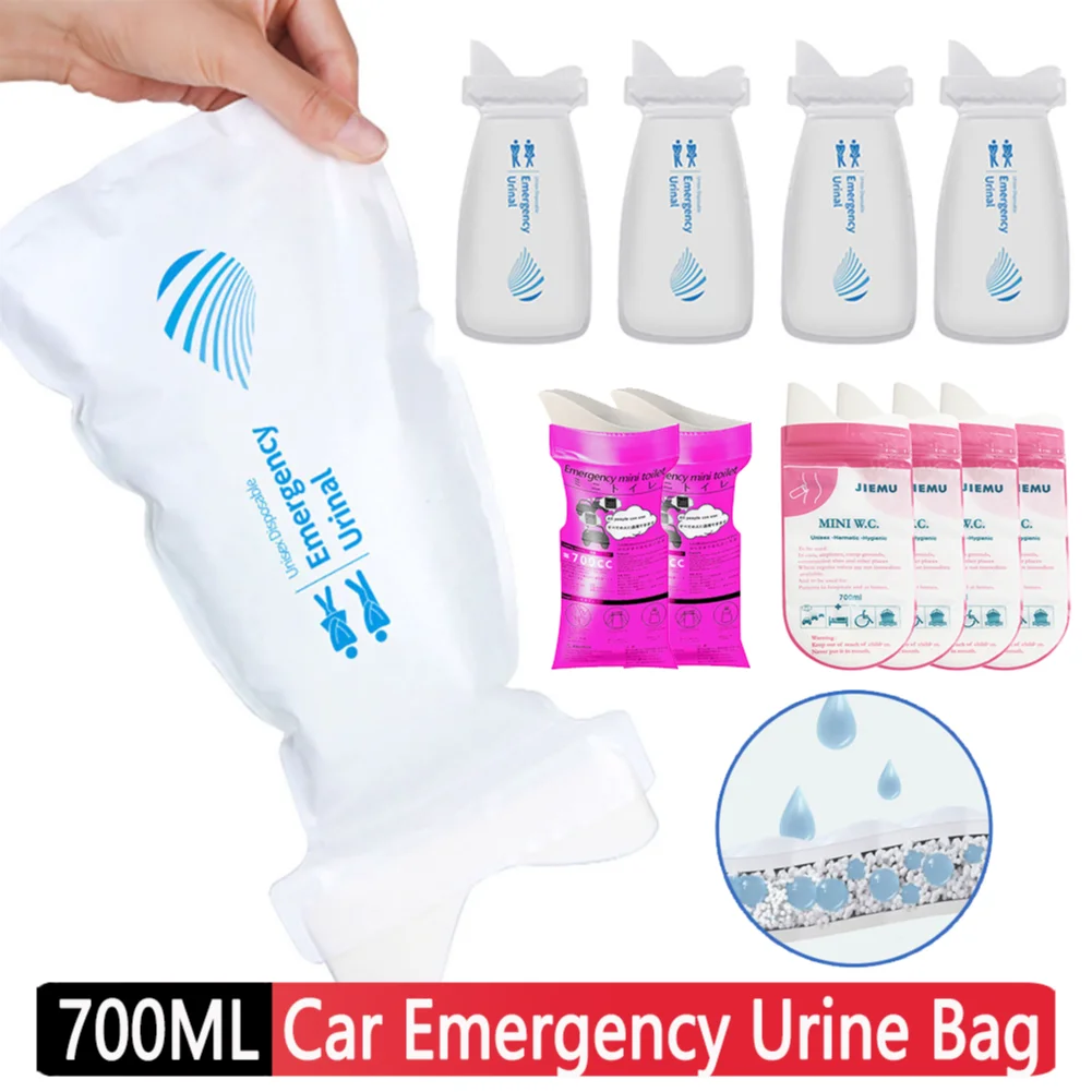 4 Pack 700ml Portable Urine Bags Outdoor Emergency Vomit Bag Unisex Pee Bag Travel Mini Mobile Toilet for Women Men Baby