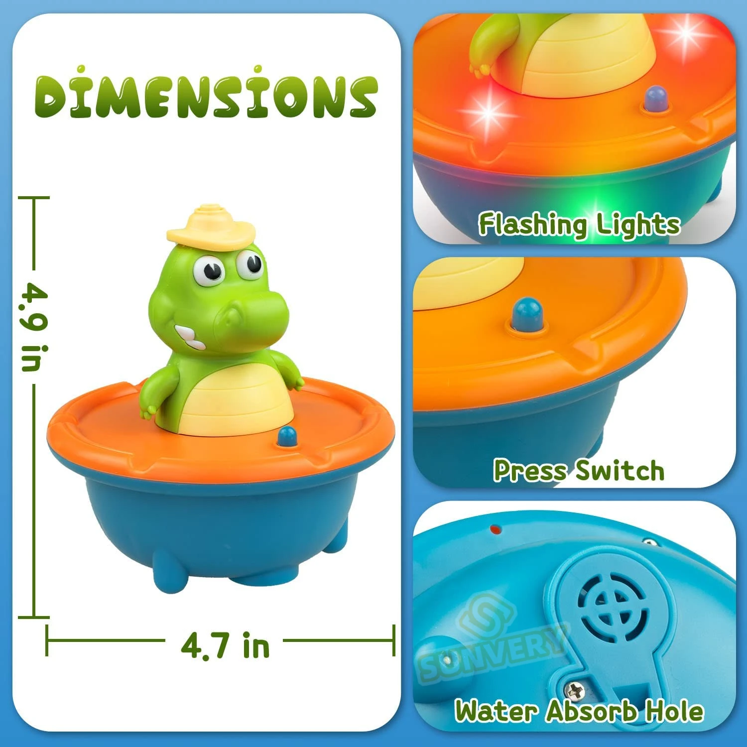 Dropship 6 Pcs/Pack Dinosaur Bath Toys Light-UpFloating Bath Toys