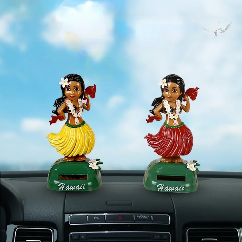 Solar Power Hawaii Girl Hula Bobbling Dancing Toy Car Dashboard Decor  Shaking Head Toys Auto Interior Car Decorations Ornaments