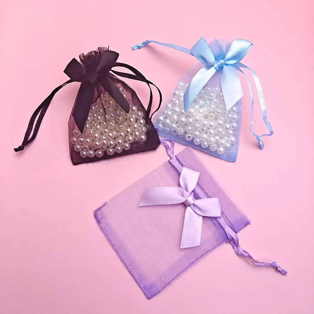 10/20/50 stücke Bunte Bogen Organza Geschenk Taschen Hochzeit Süßigkeiten Verpackung Beutel mit Schleife Hochzeit Party Geschenk Süßigkeiten taschen Großhandel
