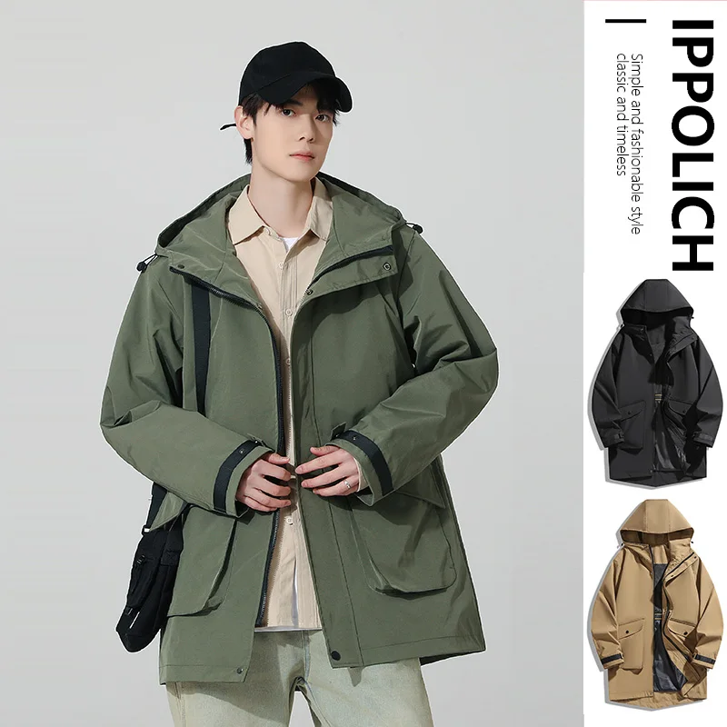 Autumn Men's Windbreaker Jacket Classic Fashion Overcoat Trend Coats Men Casual Windproof Jackets High-Quality Hooded Jacket 8XL