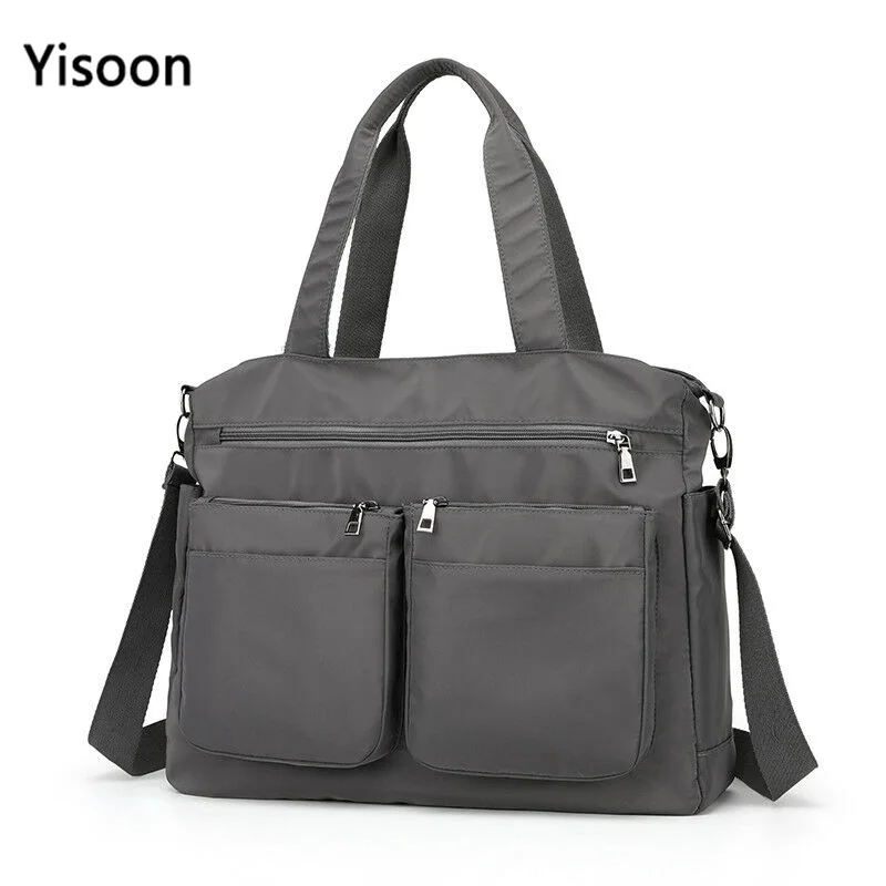 

Женские вместительные нейлоновые сумки, водонепроницаемая сумка через плечо для покупок, однотонные повседневные сумки-тоуты с несколькими карманами