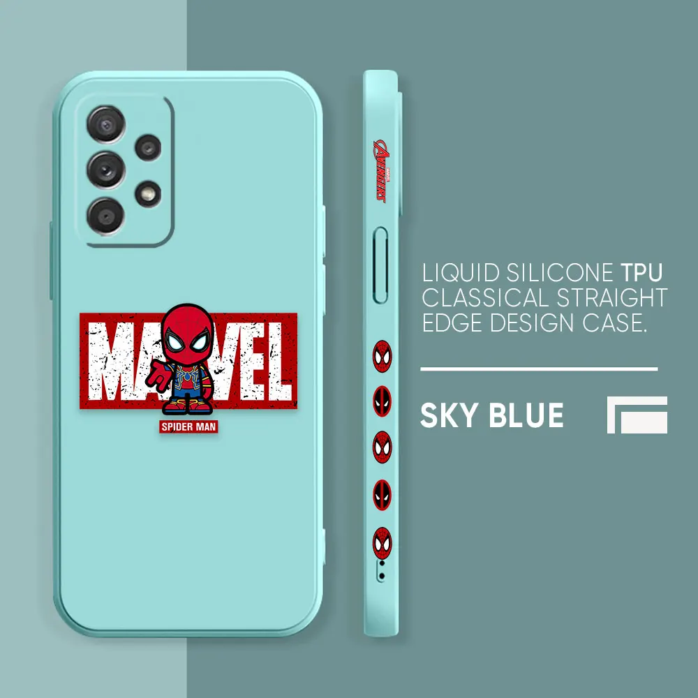 thumbnail image 1 of Funda para Samsung Galaxy A91 A73 A72 A71 A53 A52 A51 A42 AO3S 4G 5G funda de silicona líquida Simple estampado de Marvel Spider-Man Deadpool, 1 of 5