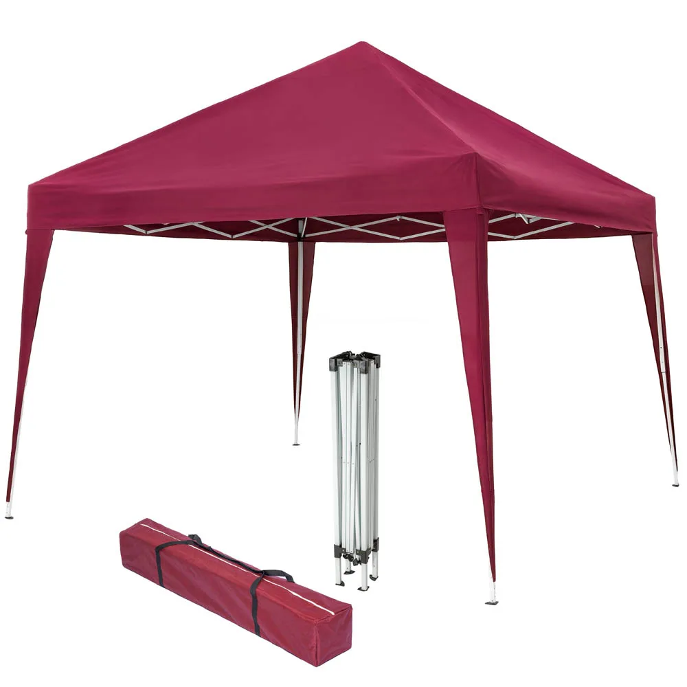 Tectake Folding Garden Tent 3x3m Red Garden Gazebo With Pegs, Party
