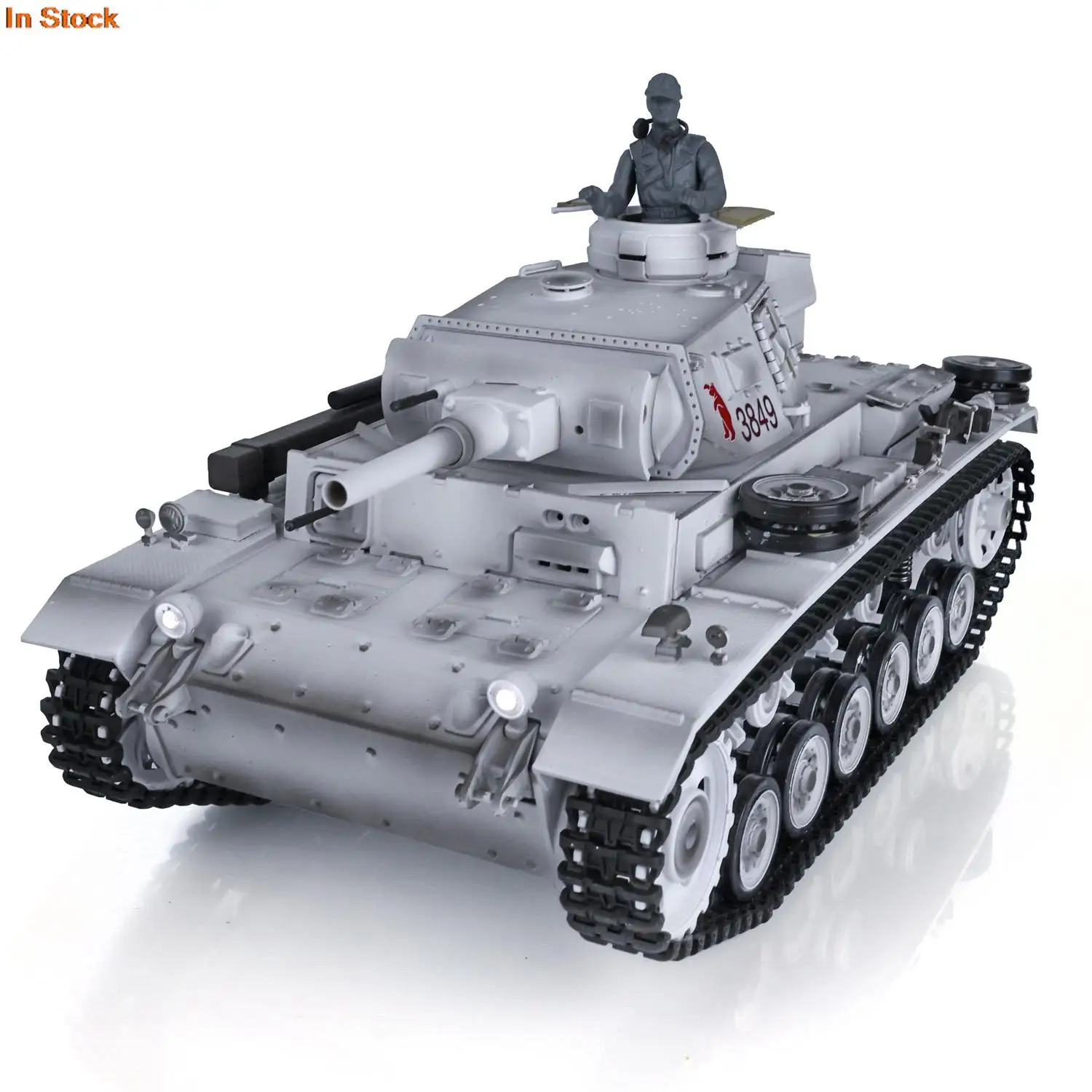 Heng Long 1/16 Snow 7.0 Plastic German Panzer III H RTR RC Tank 3849 360° Turret White Smoke Unit BB Shooting Toys Boy TH17372 4
