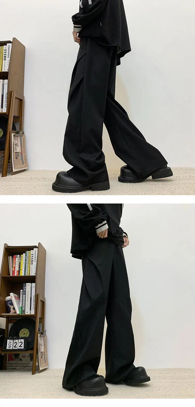 Description Picture 3 of itemLUZHEN Fashion Elegant Loose Straight Casual Pants Men's 2024 New Solid Color Original Male Pleat Trousers Free Shipping LZ2259
