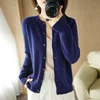 Women's Cardigan Sweater O-neck Spring And Autumn Knitted Cashmere Cardigan Solid Color Single Breasted Women's Basic Top 2024 2
