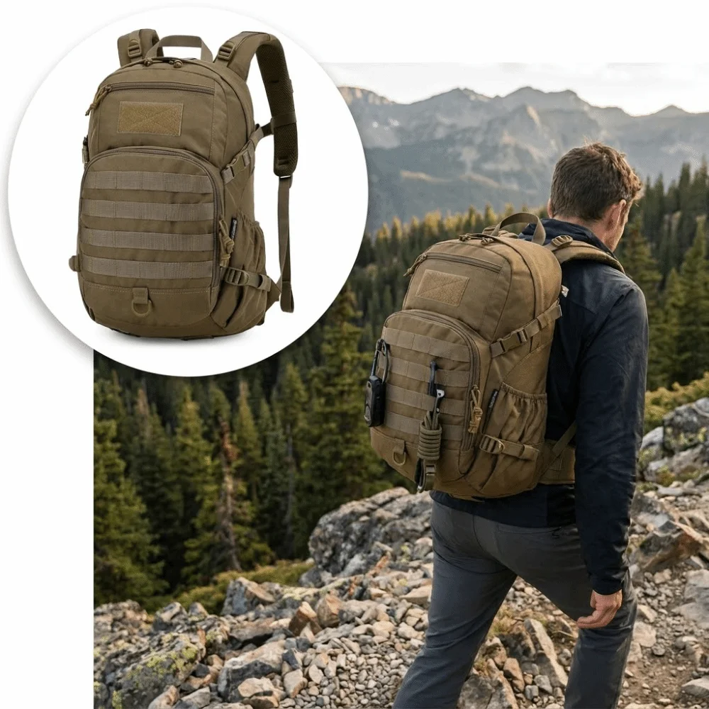 Zaino da Escursionismo Outdoor Gear 25L, Resistente e Impermeabile, Sistema Molle, Borsa Leggera per Ciclismo - immagine 2