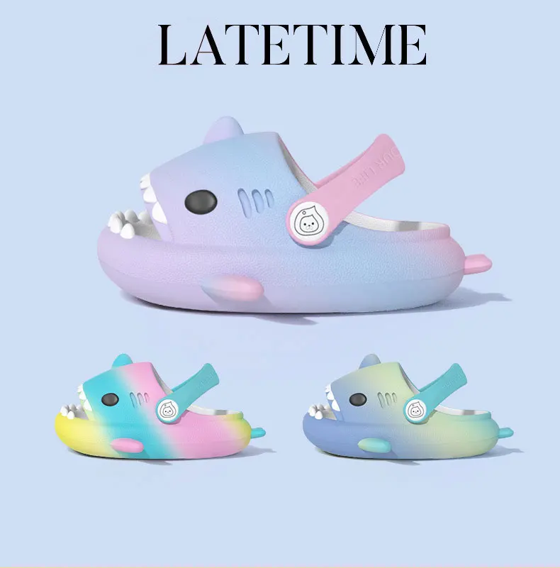 Description Picture 3 of itemColor Children Shoes Shark Slippers Flip Flops Soft Sole Cartoon Slipper Boys Girls Bathroom Sandal EVA Non-slip Kid Shoes