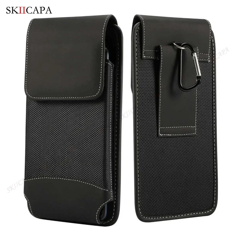 Oxford Cloth Phone Holster with Belt Clip and Leather Accents - Enhanced Waist Bag and Wallet Case