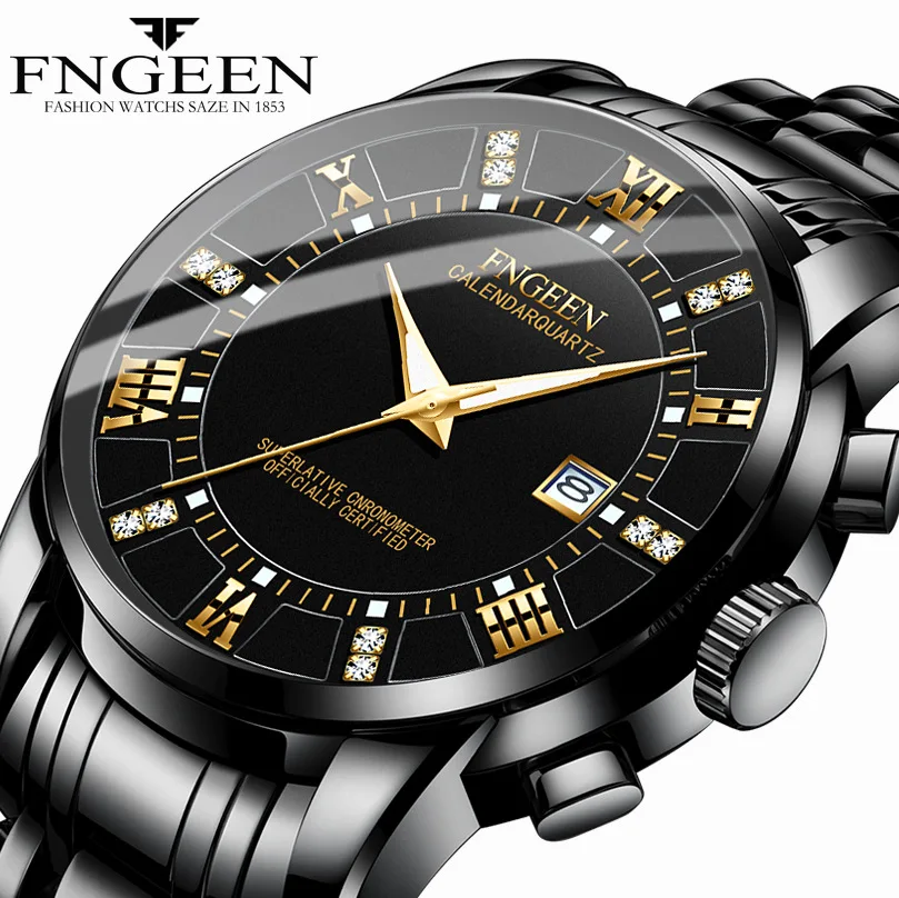 

Fashion Men Watch Calendar Casual Business Watch Ultra-thin Waterproof Explosion Model Black Steel Band Quartz Watch