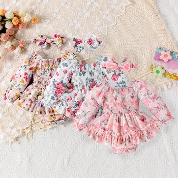 Baby Girl Printed Dress & Headband Set 1