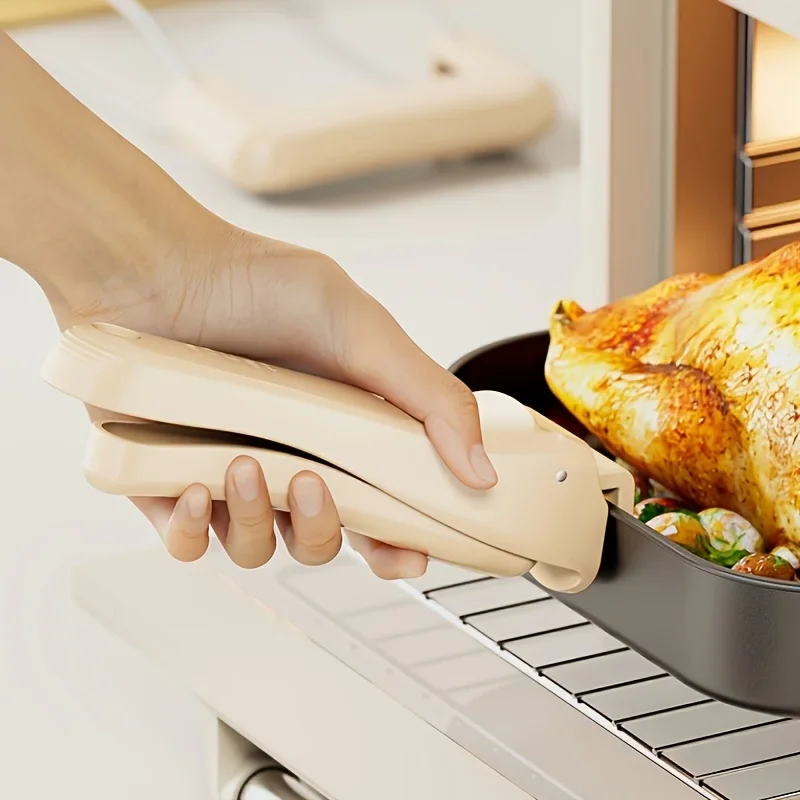 1-Pack White Heat-Resistant Non-Slip Dish Clips - Heavy-Duty ABS One-Hand Release Lever for Lifting Hot Plates, Bowls, Pots