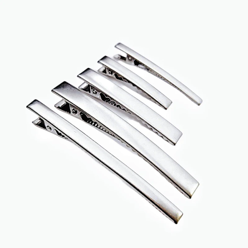 

50PCS 4.6cm 6cm 8cm 304Stainless Steel Flat Rectangle Metal Alligator Hair Clips for DIY Plain Duckbill Hairpins Barrettes