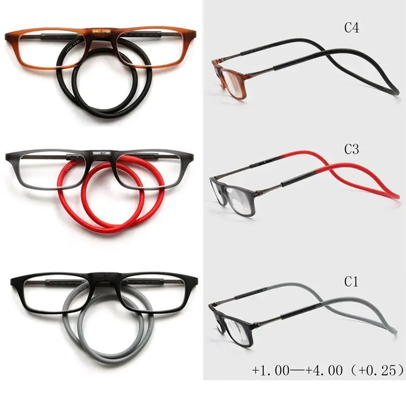 Portable Folding Neck Hanging Presbyopic Glasses High Definition Resin Fashion Magic Magnet Presbyopic Glasses Reading Glasses