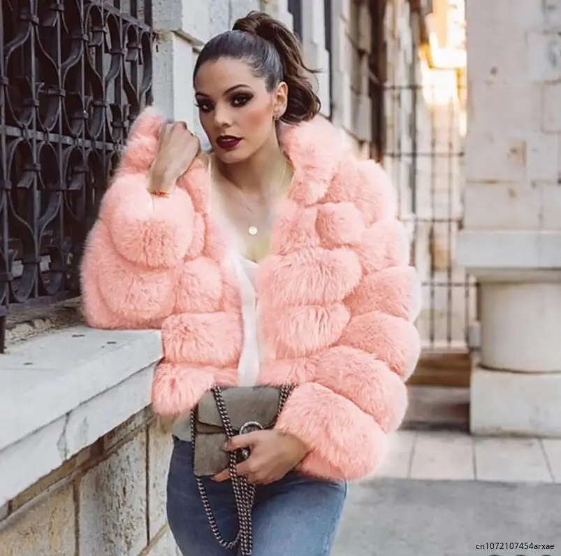 

Winter Thick Furry Silver Fox Faux Fur Coats and Jackets Women Fluffy Coat Hooded Thick Warm Winter Fur Jacket Manteau Femme