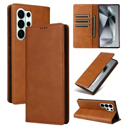 Premium PU Leather Wallet Phone Case with Card Slots and Magnetic Closure - Galaxy S26 Plus (Brown)