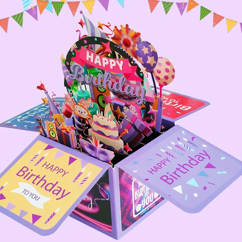 3D Pop Up Happy Birthday Greeting Card Gift Greeting Cards Birthday Envelope Blessing Postcard Party Gifts greeting cards