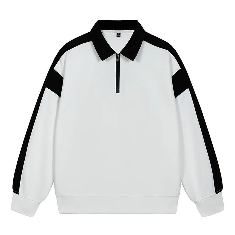 

Men Full Pulllover Spring Mens Sweatshirt Hoodies Fashion Patchwork Loose Streetwear Harajuku Turn Down Collar Casual Sweatshirt