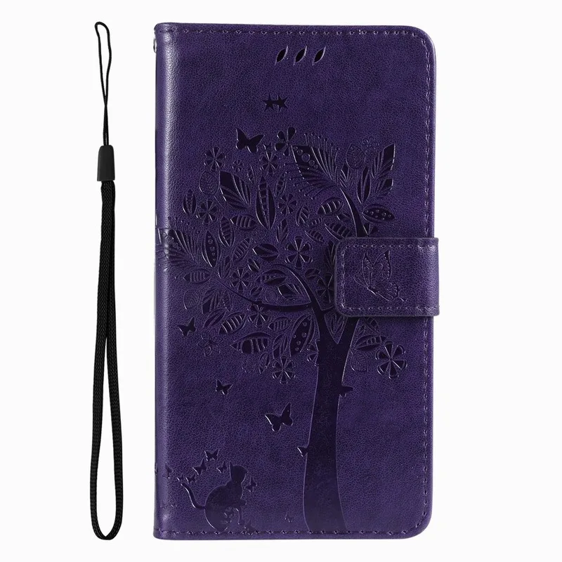 Charming Cat Tree Wallet Case with Card Slots and Protective Cover
