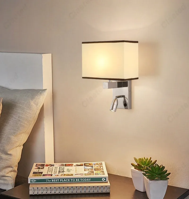 Description Picture 5 of itemLED Fabric Lampshade E27 with Switch Wall Light Adjustable Angle Spotlight Hotel Room Indoor Bedroom Bedside Reading Light