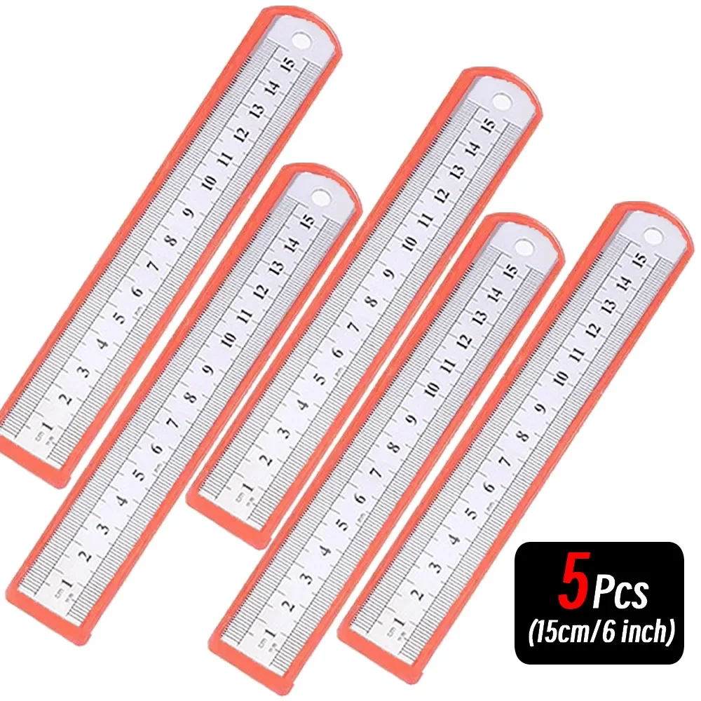 Stainless Steel Double-Sided Precision Measuring Ruler - 10 Pack, 15-30cm
