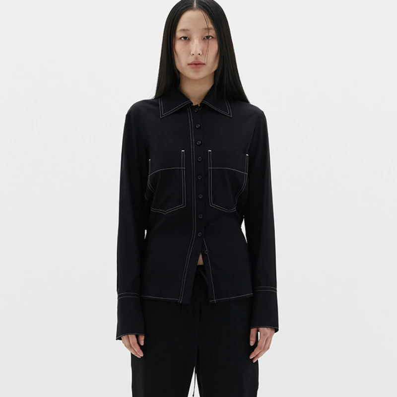 

2023 Spring/Summer Women New Casual Solid Color Waist Shirt