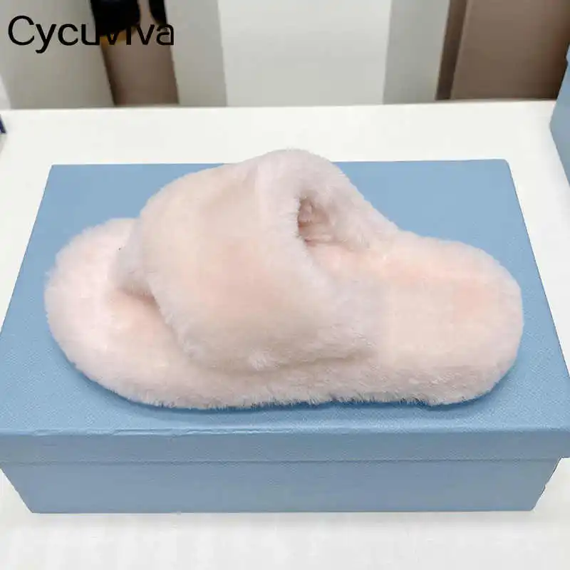 

Autumn Brand Fur Half Slippers Women Round Toe Flip Flops Casual Mules Flat Slides Designer Party Beach Walking Shoes For Women