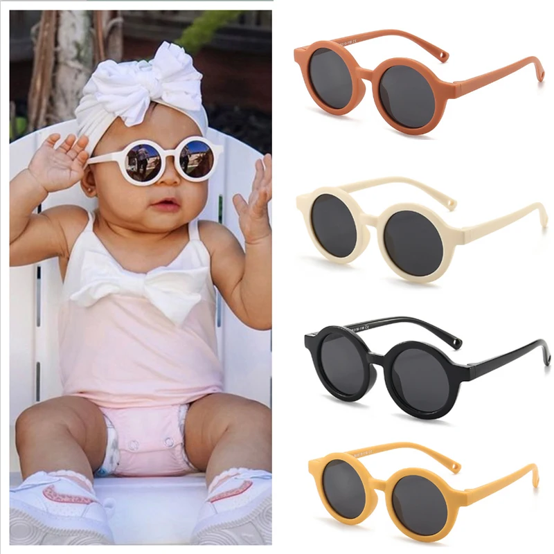 

New Children Vintage Frosted Round Outdoor Sun Protection Sunglasses Baby Girl Acrylic UV400 Sunglasses Kids Photography Glasses